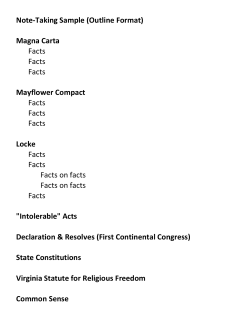 Note-Taking Sample (Outline Format) Magna Carta Facts Facts