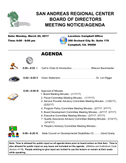 san andreas regional center board of directors meeting notice