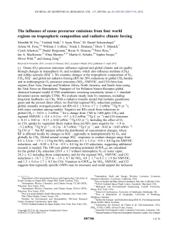 The influence of ozone precursor emissions from four world regions