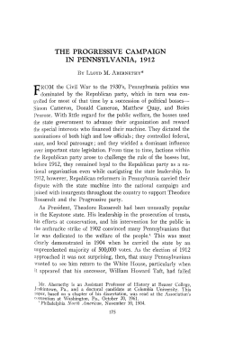 THE PROGRESSIVE CAMPAIGN IN PENNSYLVANIA, 1912