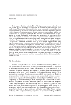 Person, context and perspective - Italian Journal of Linguistics