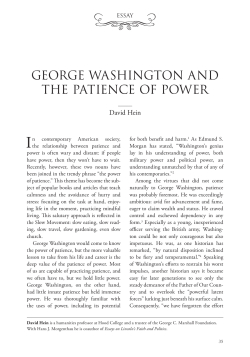 GEORGE WASHINGTON AND THE PATIENCE OF POWER