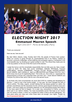 ELECTION NIGHT 2017 Emmanuel Macron Speech