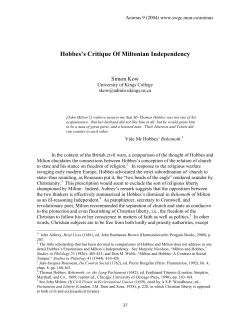Hobbes`s Critique Of Miltonian Independency