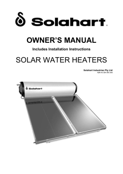 Solahart manual - Mackie Plumbing and Gas