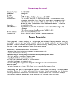 Syllabus 102 --- einziger - Rutgers German
