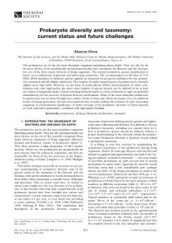 Prokaryote diversity and taxonomy: current status and future