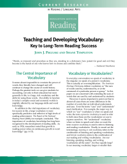 Teaching and Developing Vocabulary: Key to Long