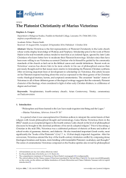The Platonist Christianity of Marius Victorinus