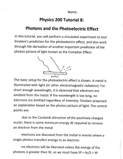 Photons and the Photoelectric Effect