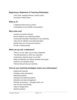 Beginning a Statement of Teaching Philosophy What is it?