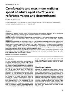 Comfortable and maximum walking speed of adults aged 20