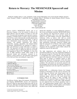 Return to Mercury - Messenger - The Johns Hopkins University