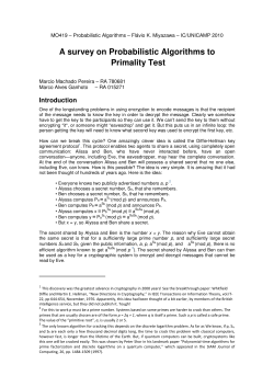 A survey on Probabilistic Algorithms to Primality