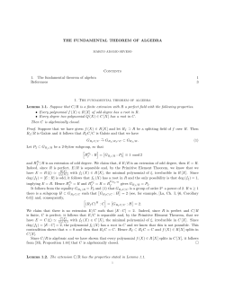 THE FUNDAMENTAL THEOREM OF ALGEBRA