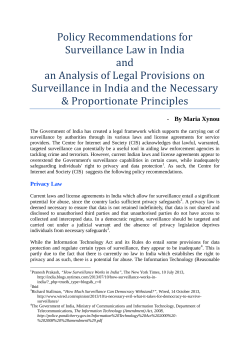 Policy Recommendations for Surveillance Law in India and an