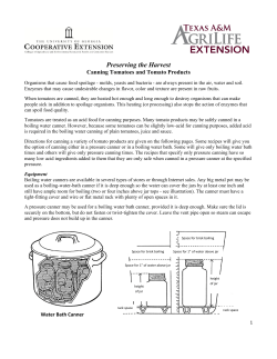 Preserving the Harvest: Canning Tomatoes and Tomato Products