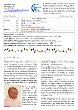 Newsletter No. 21 &ndash; 15th December 2016