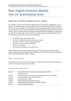 Basic English Grammar Module Unit 1A
