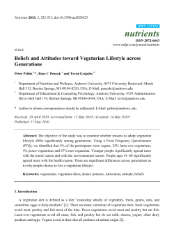 Beliefs and Attitudes toward Vegetarian Lifestyle across Generations