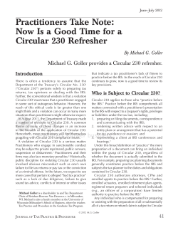 Practitioners Take Note: Now Is a Good Time for a Circular