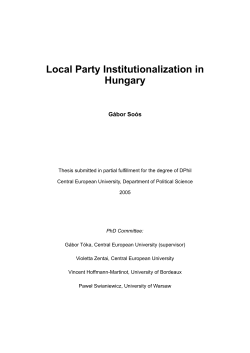 Local Party Institutionalization in Hungary