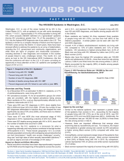 The HIV/AIDS Epidemic in Washington, D.C., July 2012