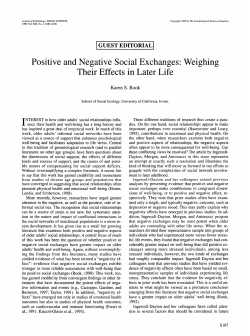 Positive and Negative Social Exchanges: Weighing Their Effects in