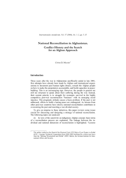 National Reconciliation in Afghanistan