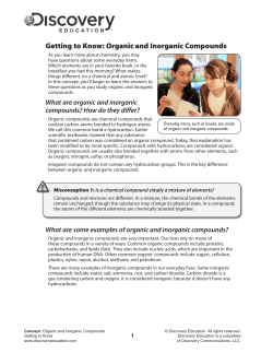 Getting to Know: Organic and Inorganic Compounds