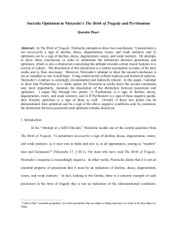 Socratic Optimism in Nietzsche`s The Birth of Tragedy and Pyrrhonism