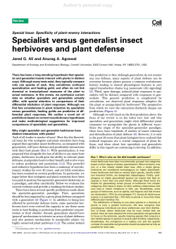 Specialist versus generalist insect herbivores and plant defense