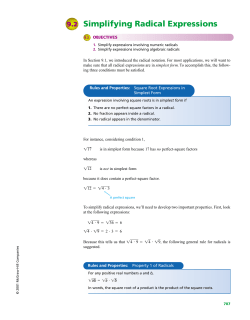 Simplifying Radical Expressions
