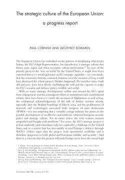 The strategic culture of the European Union: a progress report