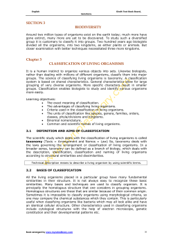SECTION 3 BIODIVERSITY Chapter 3 CLASSIFICATION OF LIVING