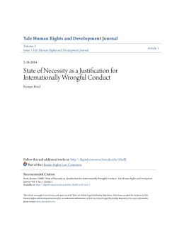 State of Necessity as a Justification for Internationally Wrongful