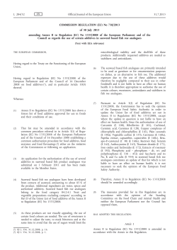 (EU) No 738/2013 - The Food Safety Authority of Ireland