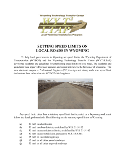 SETTING SPEED LIMITS ON LOCAL ROADS IN WYOMING