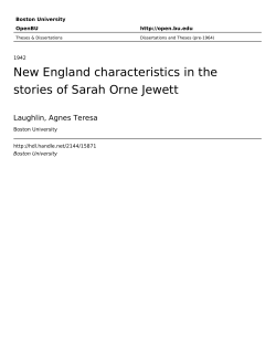 New England characteristics in the stories of Sarah Orne Jewett