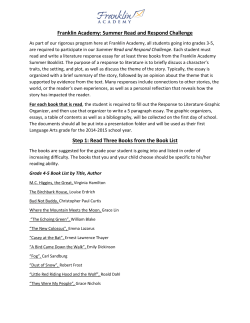Franklin Academy: Summer Read and Respond Challenge Step 1