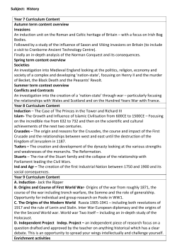 History &ndash; KS3 Curriculum