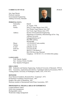 CURRICULUM VITAE 27.11.11 Jens Aage Hansen