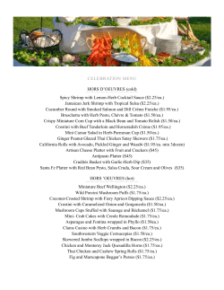 Celebration Menu - West Bay Gourmet