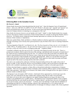 1 Enforcing Mahr in the Canadian Courts By Fareen L. Jamal