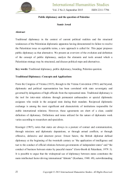 Public diplomacy and the question of Palestine