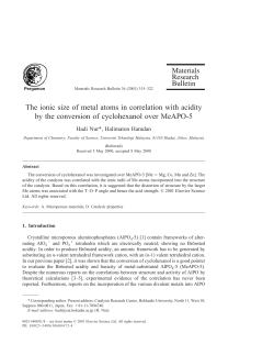 The ionic size of metal atoms in correlation with acidity