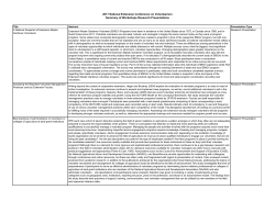 Presentations Summary