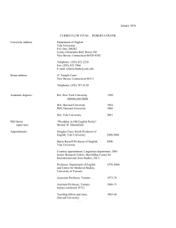 January 2016 CURRICULUM VITAE: ROBERTA FRANK