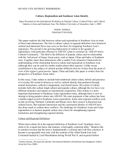 Culture and Regionalism: The case of Southeast