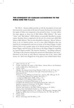 THE CONQUEST OF CANAAN ACCORDING TO THE BIBLE AND